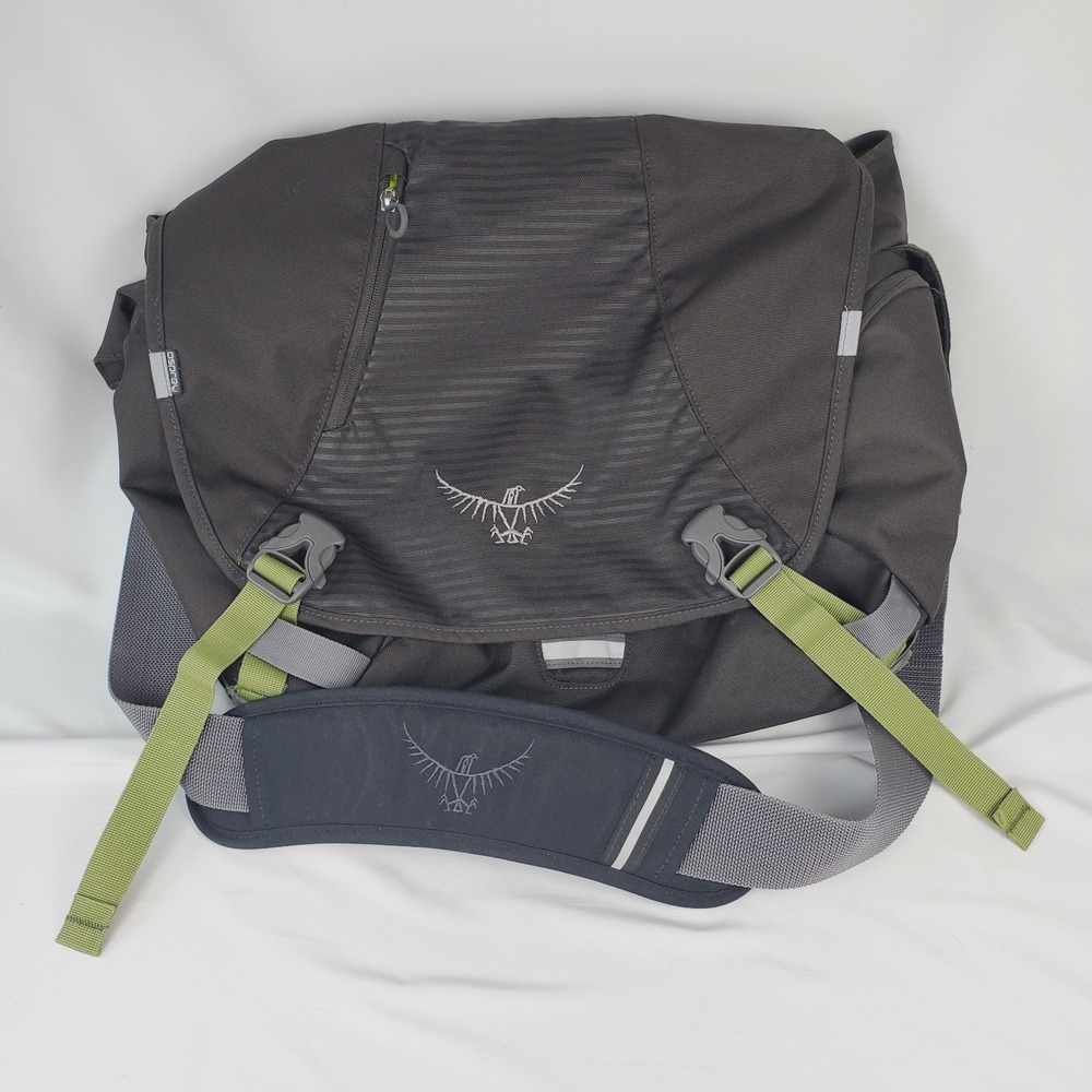 Osprey Flapjack Courier Bag Charcoal/Lime Crossbody Messenger Laptop Travel